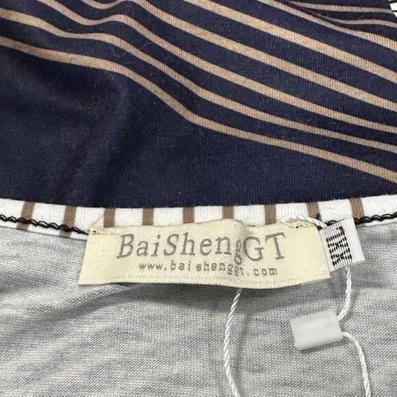 Bai Sheng GT Women's Long Sleeve Blue Nautical Geometric Patchwork Tunic SZ XXL - Picture 3 of 10